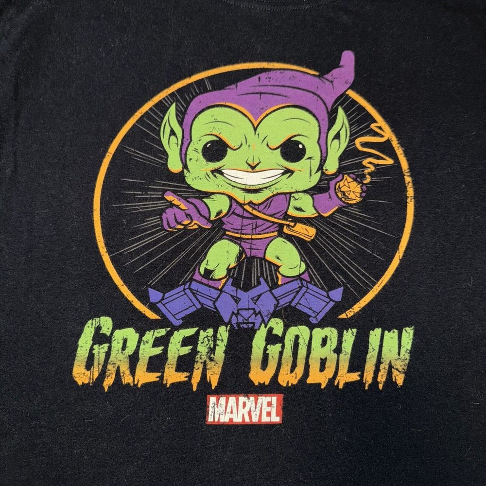 Funko‎ Pop! Tees Marvel Green Goblin T-Shirt Unisex Large Black Cotton Crew Neck